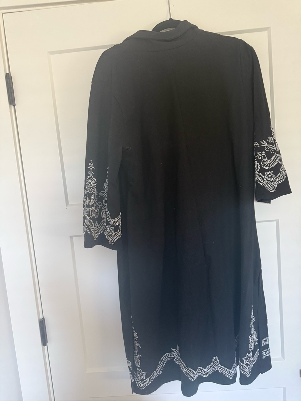 Black Embroidered jacket with White Floral Trim - Picture 2 of 7